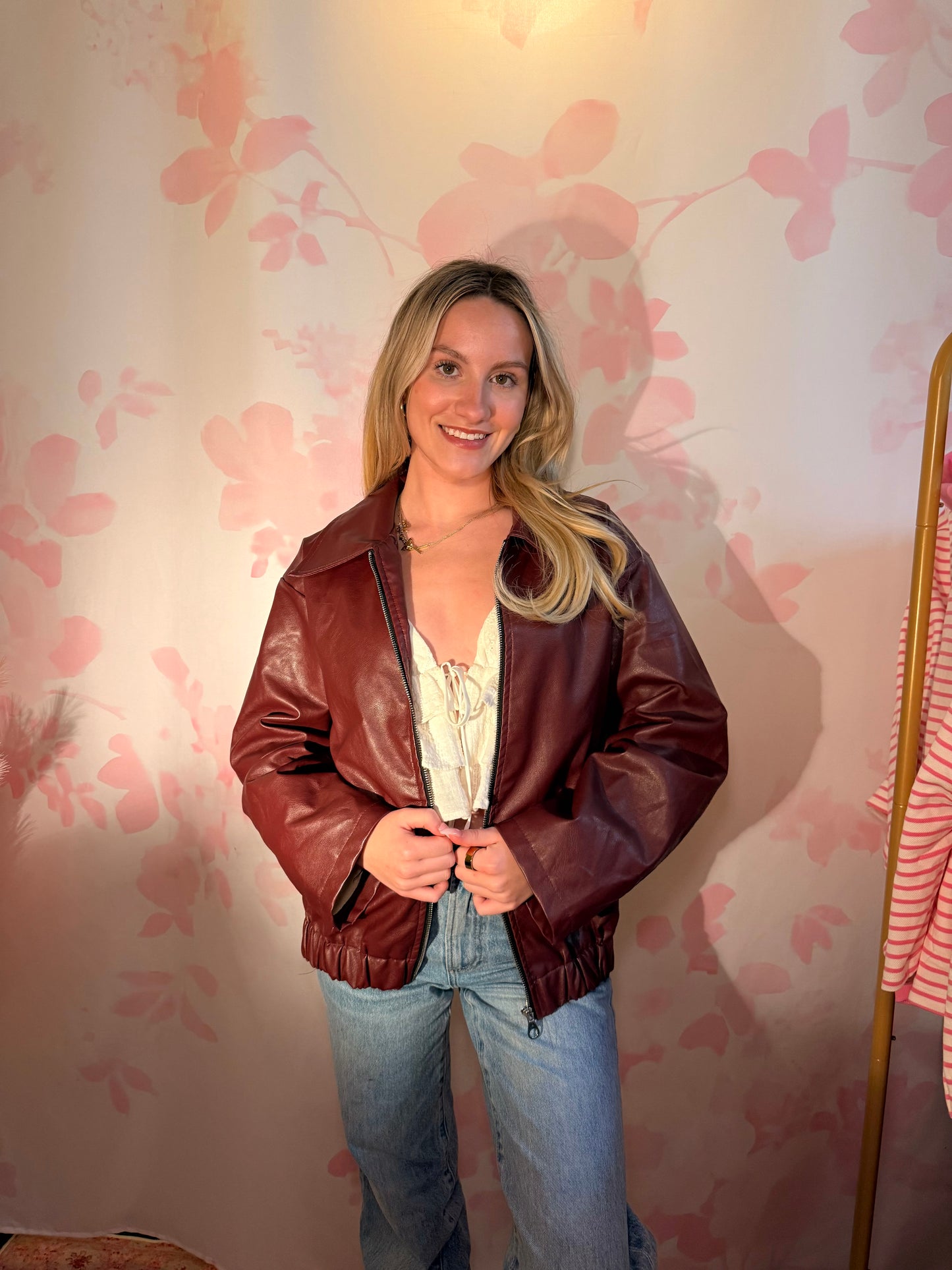 Maroon Leather Jacket