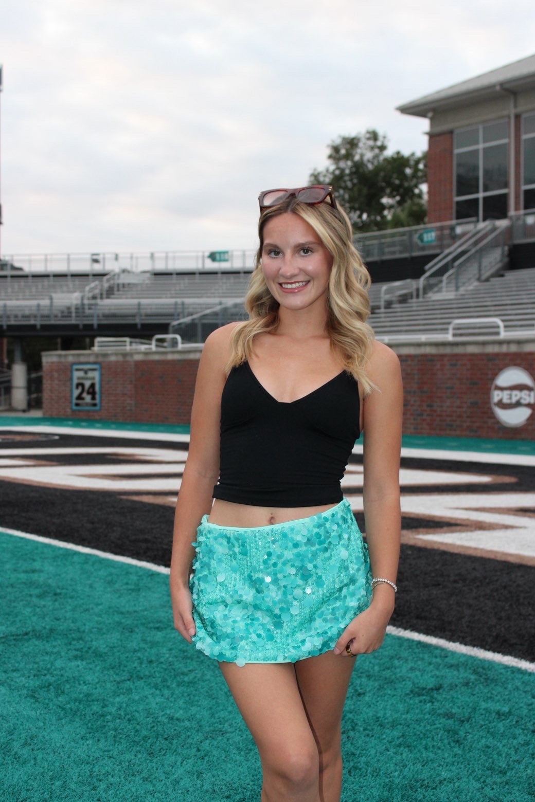 Teal Sequence Skirt
