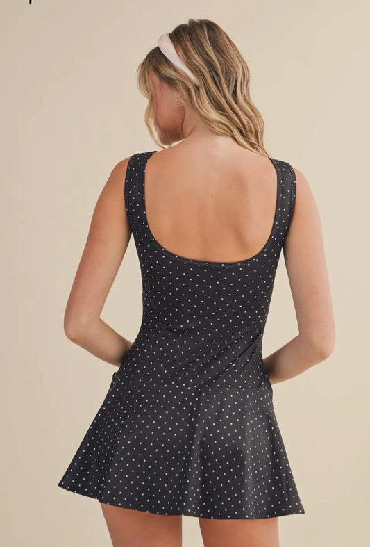Black Polka Dot Athletic Dress