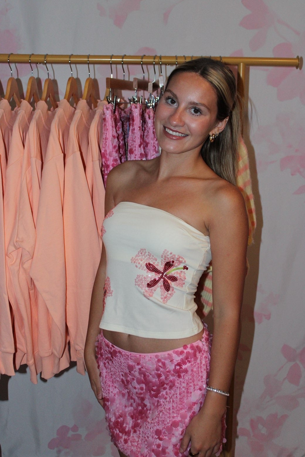 Pink Sequins Skirt