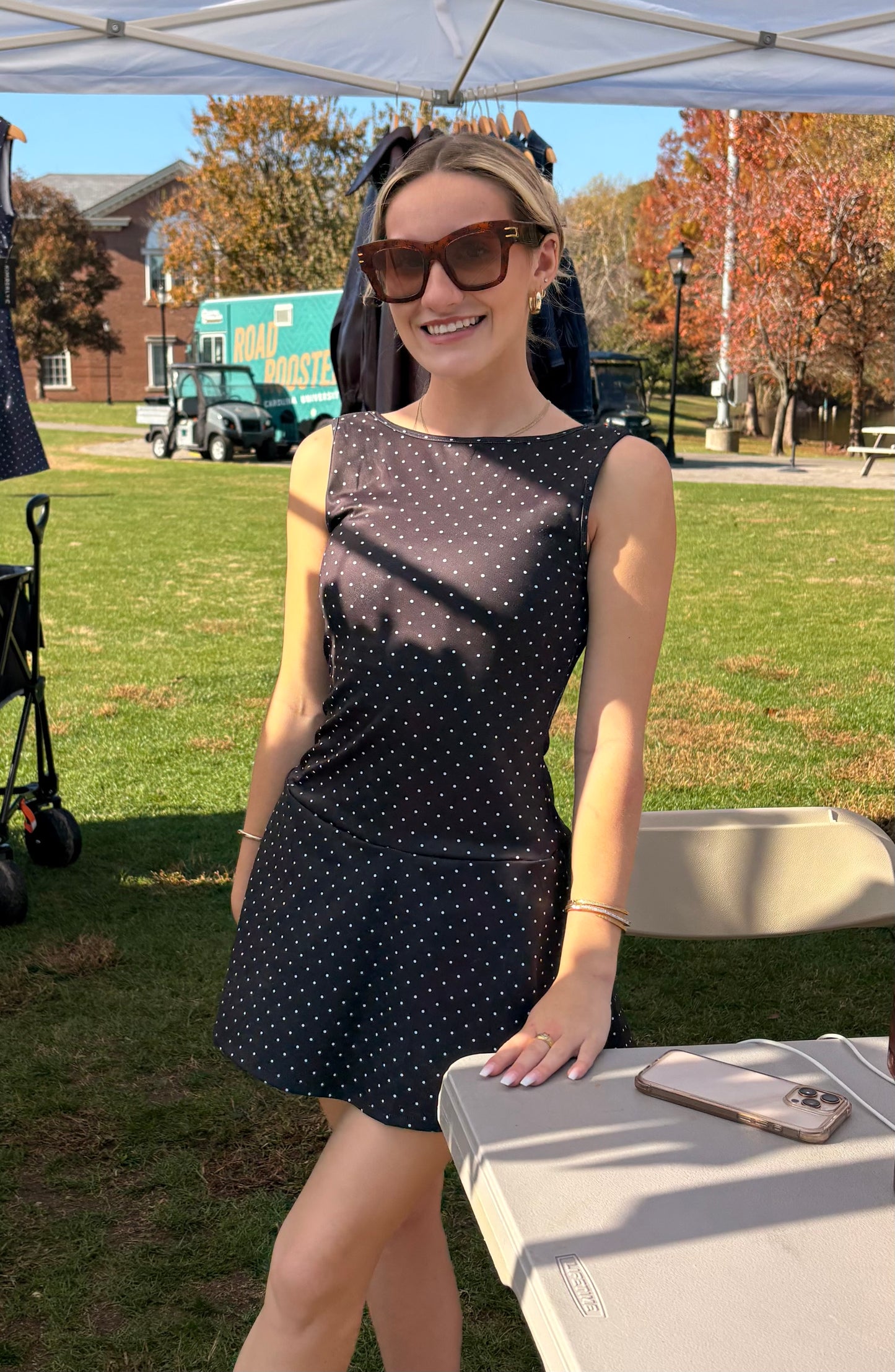 Black Polka Dot Athletic Dress