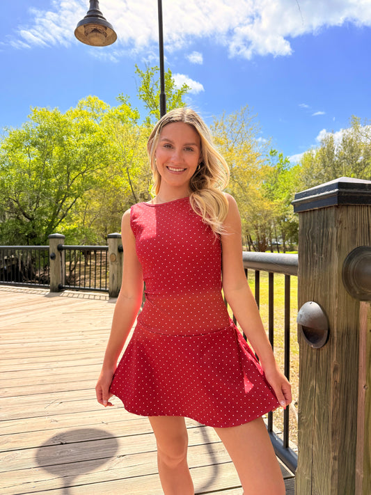 Red Polka Dot Athletic Dress