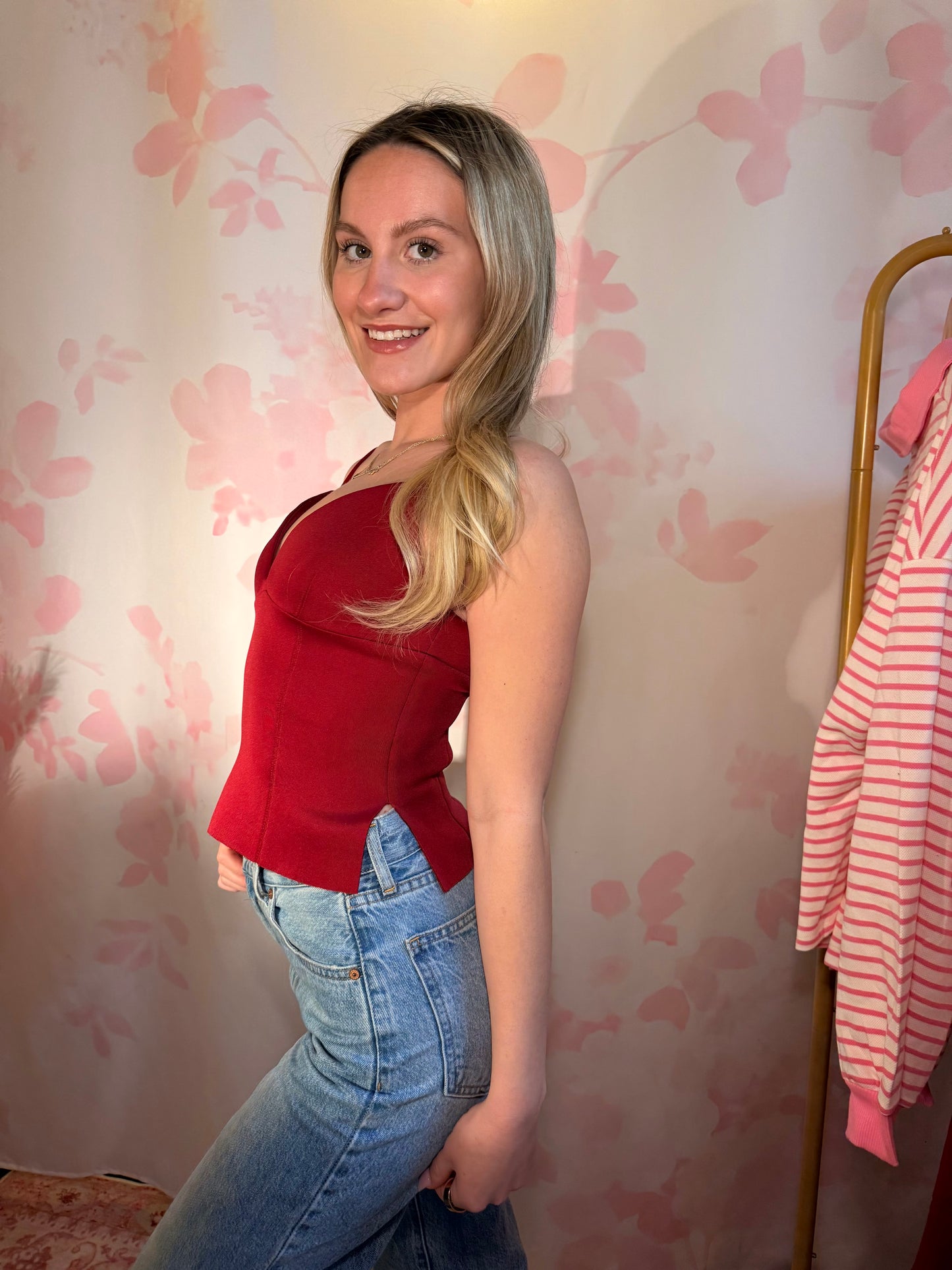 Maroon Side Slit Top