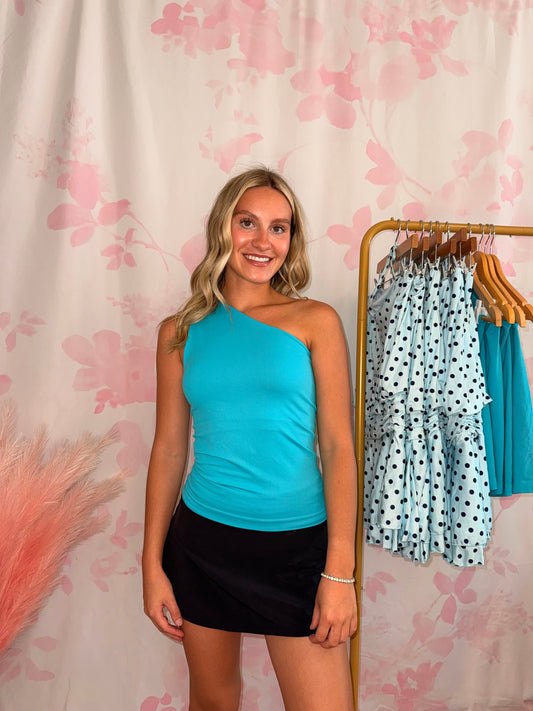 Teal One Shoulder Tank