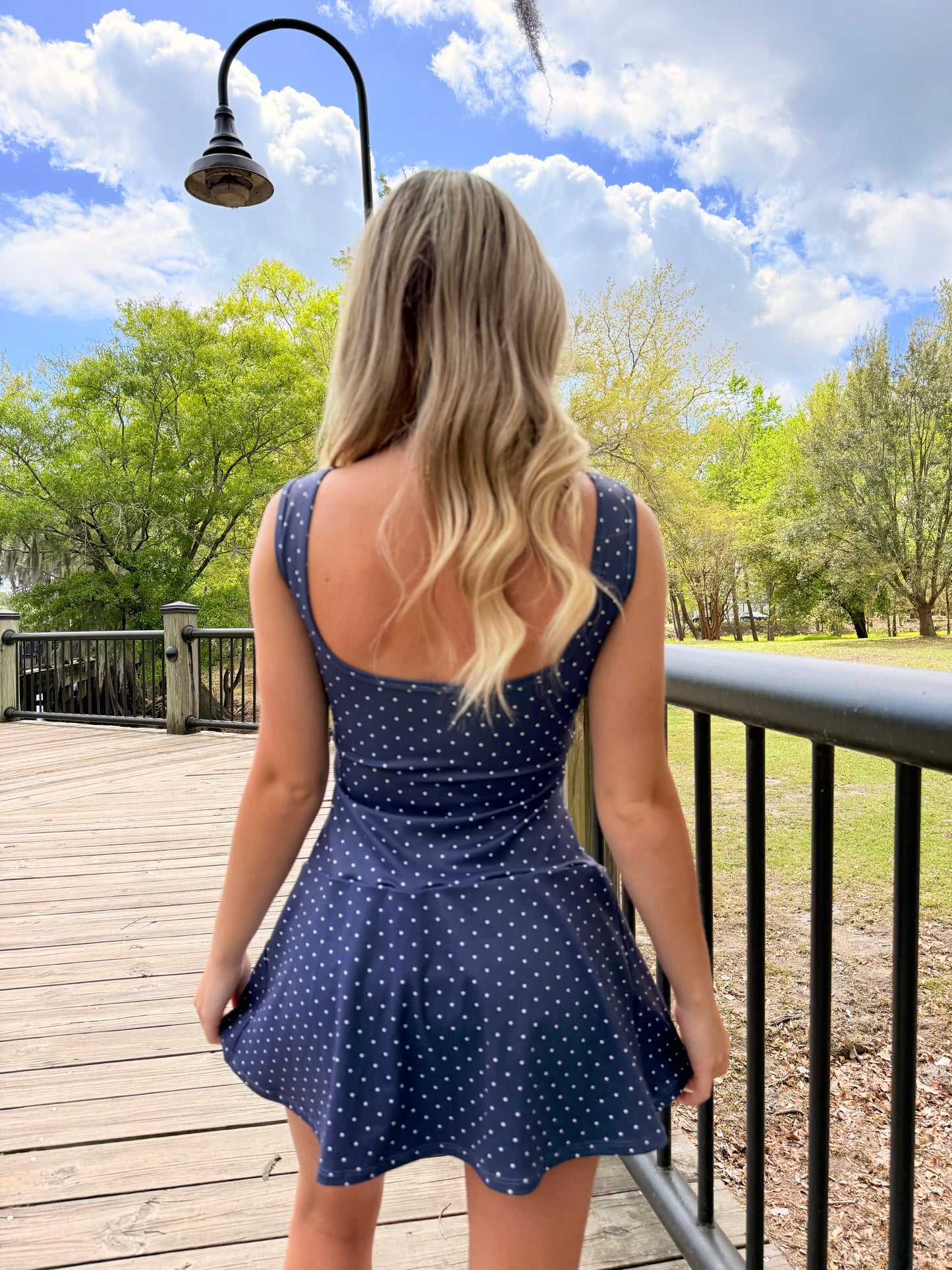 Navy Polka Dot Athletic Dress