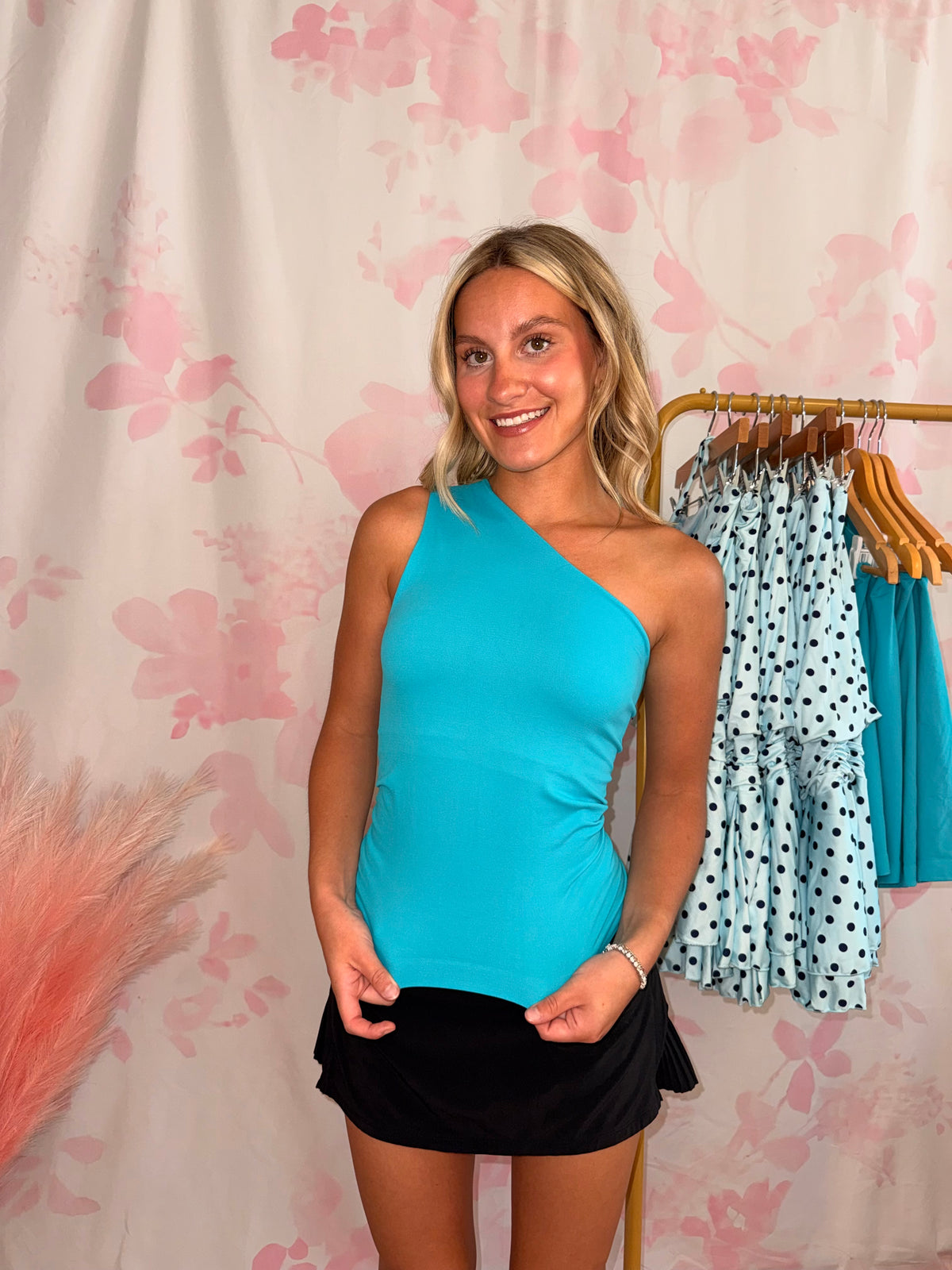 Teal One Shoulder Tank