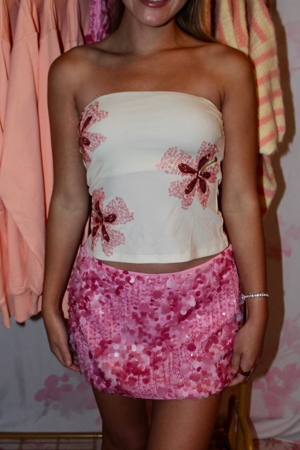 Pink Sequins Skirt
