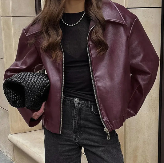Maroon Leather Jacket