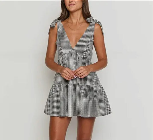 Checker Print Mini Dress